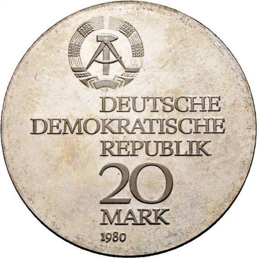Реверс монеты - 20 марок 1980 года "Эрнста Аббе" - цена серебряной монеты - Германия, ГДР