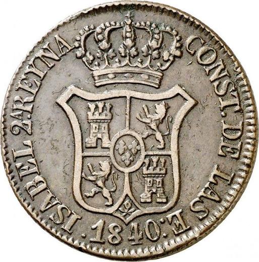 Аверс монеты - 6 куарто 1840 года "Каталония" - цена  монеты - Испания, Изабелла II