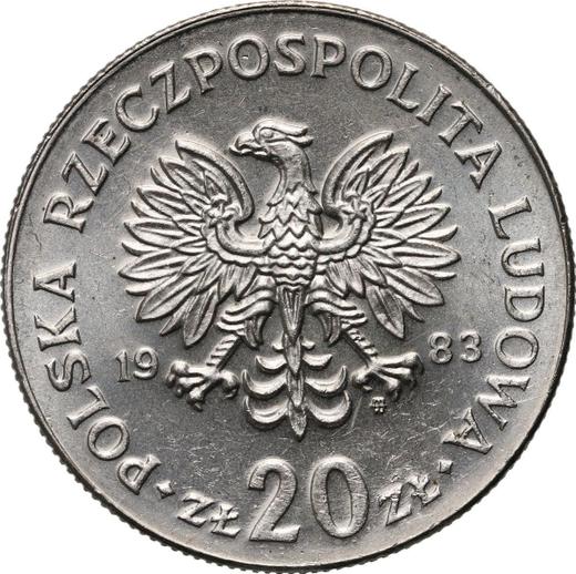 Аверс монеты - 20 злотых 1983 года MW "Марцелий Новотко" - цена  монеты - Польша, Народная Республика