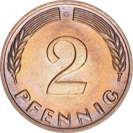 Аверс монеты - 2 пфеннига 1965 года G - цена  монеты - Германия, ФРГ