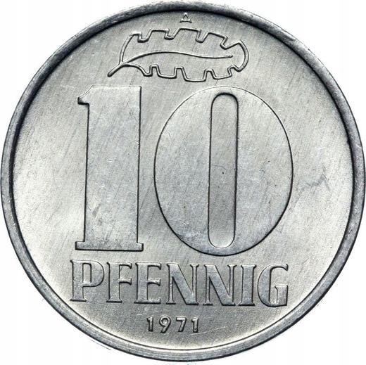 Anverso 10 Pfennige 1971 A - valor de la moneda  - Alemania, República Democrática Alemana (RDA)