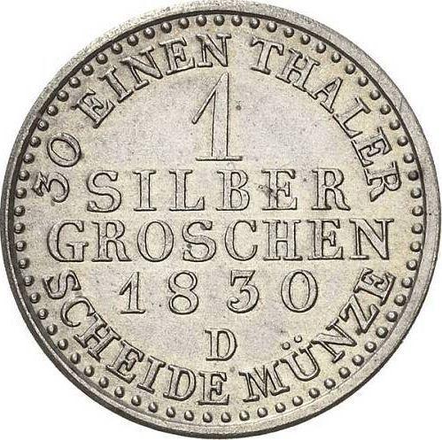 Reverso 1 Silber Groschen 1830 D - valor de la moneda de plata - Prusia, Federico Guillermo III