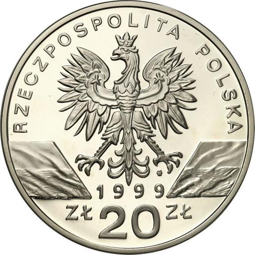Аверс монеты - 20 злотых 1999 года MW NR "Волк" - цена серебряной монеты - Польша, III Республика после деноминации