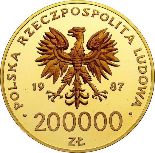 Аверс монеты - Пробные 200000 злотых 1987 года MW SW "Иоанн Павел II" - цена золотой монеты - Польша, Народная Республика