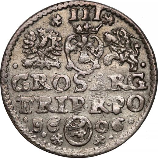 Reverso Trojak (3 groszy) 1606 "Casa de moneda de Cracovia" - valor de la moneda de plata - Polonia, Segismundo III