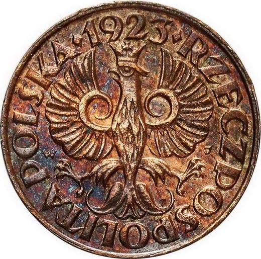 Аверс монеты - Пробный 1 грош 1923 года KN WJ Бронза - цена  монеты - Польша, II Республика