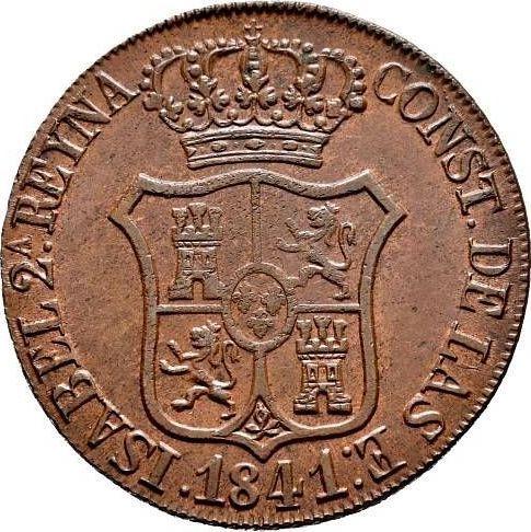 Anverso 6 cuartos 1841 "Cataluña" - valor de la moneda  - España, Isabel II