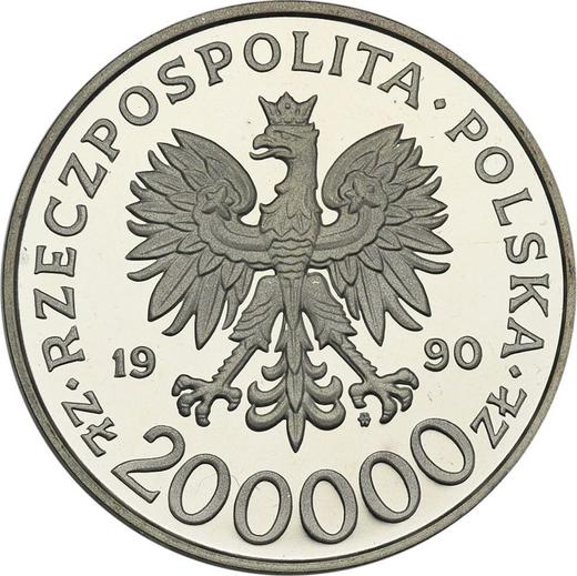 Awers monety - 200000 złotych 1990 MW SW "Tadeusz Komorowski 'Bor'" - cena srebrnej monety - Polska, III RP przed denominacją