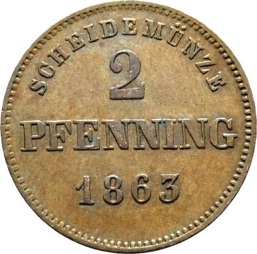 Реверс монеты - 2 пфеннига 1863 года - цена  монеты - Бавария, Максимилиан II