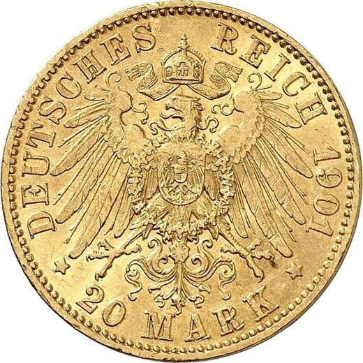 Reverso 20 marcos 1901 A "Anhalt" - valor de la moneda de oro - Alemania, Imperio alemán