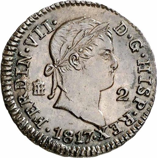 Аверс монеты - 2 мараведи 1817 года "Тип 1816-1833" - цена  монеты - Испания, Фердинанд VII