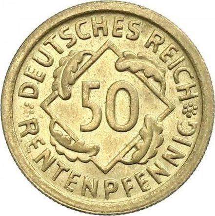 Obverse 50 Rentenpfennig 1923 D -  Coin Value - Germany, Weimar Republic