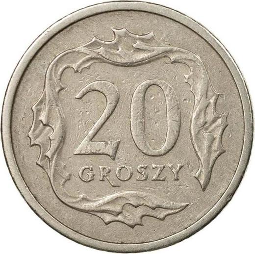 Rewers monety - 20 groszy 1992 MW - cena  monety - Polska, III RP po denominacji