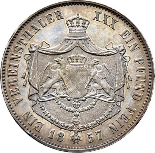 Реверс монеты - Талер 1857 года - цена серебряной монеты - Баден, Фридрих I