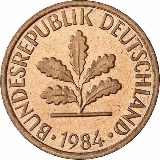 Rewers monety - 1 fenig 1984 G - cena  monety - Niemcy, RFN