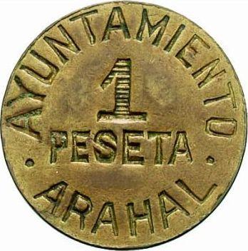 Anverso 1 peseta Sin fecha (1936-1939) "Arahal" - valor de la moneda  - España, II República