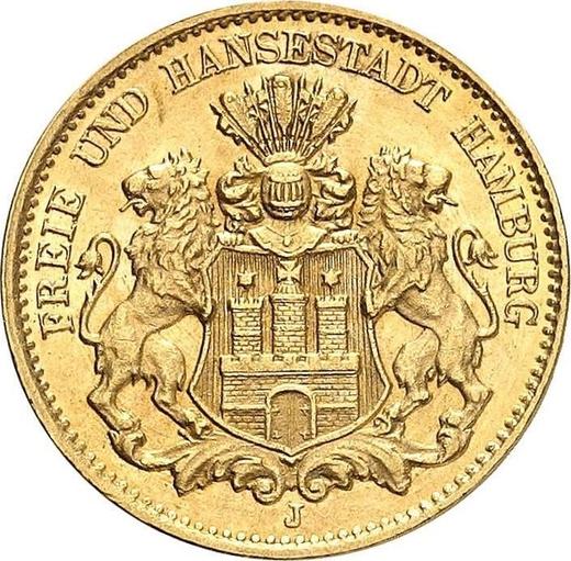 Anverso 10 marcos 1905 J "Hamburg" - valor de la moneda de oro - Alemania, Imperio alemán