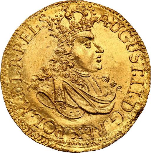 Аверс монеты - Дукат 1702 года "Торуньский" - цена золотой монеты - Польша, Август II Сильный