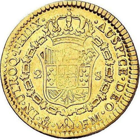 Реверс монеты - 2 эскудо 1790 года Mo FM - цена золотой монеты - Мексика, Карл IV
