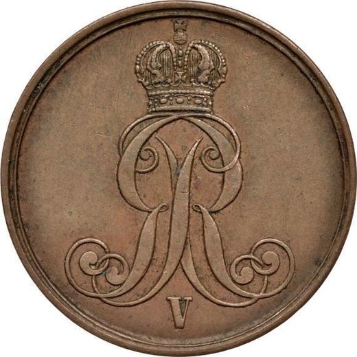 Аверс монеты - 2 пфеннига 1854 года B - цена  монеты - Ганновер, Георг V
