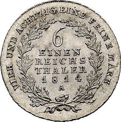 Rewers monety - 1/6 talara 1814 A - cena srebrnej monety - Prusy, Fryderyk Wilhelm III