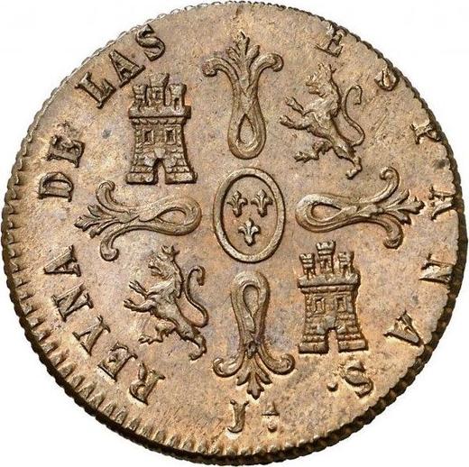 Reverso 8 maravedíes 1846 Ja "Valor nominal sobre el reverso" - valor de la moneda  - España, Isabel II