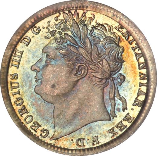 Аверс монеты - Пенни 1829 года "Монди" - цена серебряной монеты - Великобритания, Георг IV