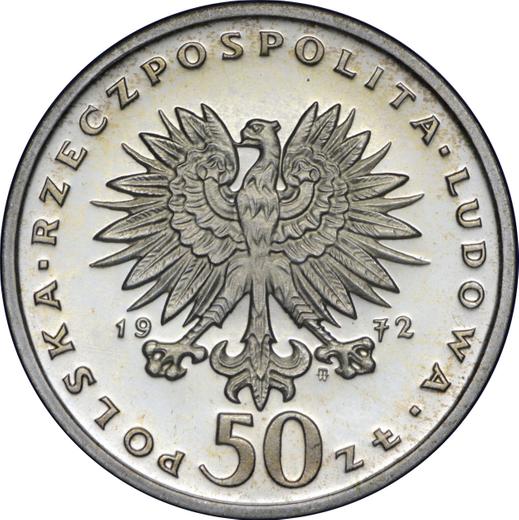 Anverso 50 eslotis 1972 MW JJ "Frédéric Chopin" Plata - valor de la moneda de plata - Polonia, República Popular