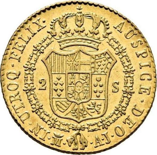 Реверс монеты - 2 эскудо 1830 года M AJ - цена золотой монеты - Испания, Фердинанд VII
