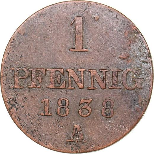 Реверс монеты - 1 пфенниг 1838 года A "Тип 1837-1846" - цена  монеты - Ганновер, Эрнст Август