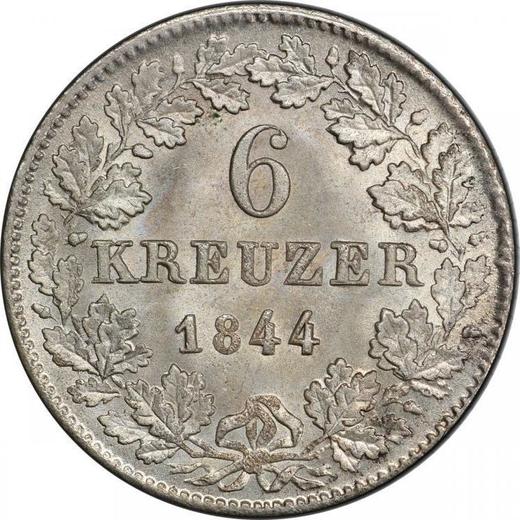 Revers 6 Kreuzer 1844 - Silbermünze Wert - Baden, Leopold