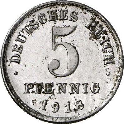 Аверс монеты - 5 пфеннигов 1918 года F "Тип 1915-1922" - цена  монеты - Германия, Германская Империя