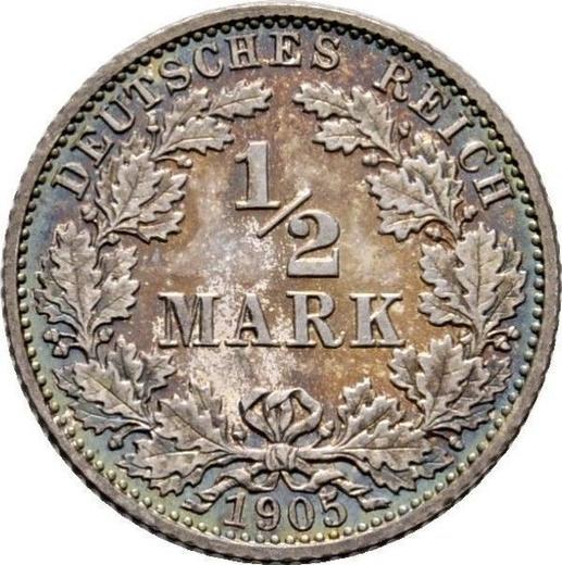 Anverso Medio marco 1905 G "Tipo 1905-1919" - valor de la moneda de plata - Alemania, Imperio alemán
