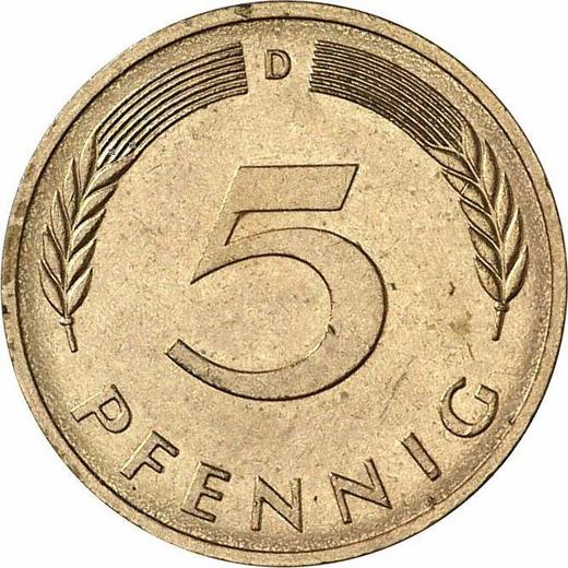 Anverso 5 Pfennige 1981 D - valor de la moneda  - Alemania, RFA