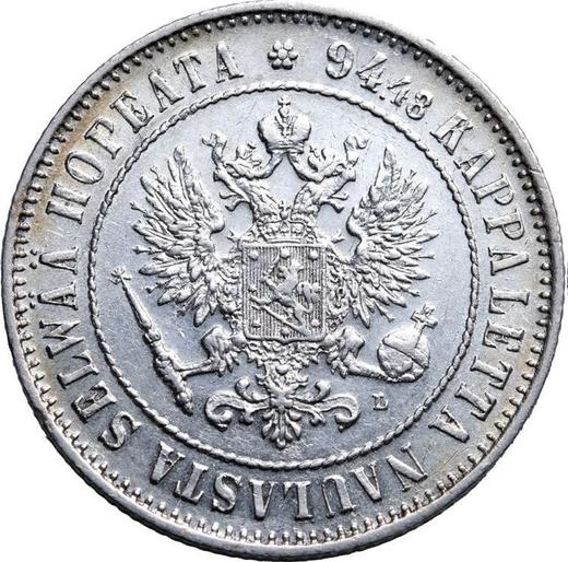 Awers monety - 1 marka 1908 L - cena srebrnej monety - Finlandia, Wielkie Księstwo