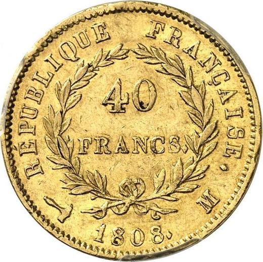 Rewers monety - 40 franków 1808 M "Typ 1807-1808" Tuluza - Francja, Napoleon I
