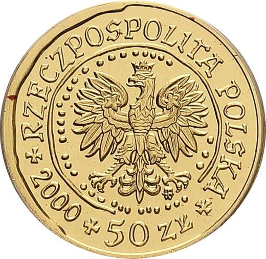Anverso 50 eslotis 2000 MW NR "Pigargo europeo" - valor de la moneda de oro - Polonia, República moderna