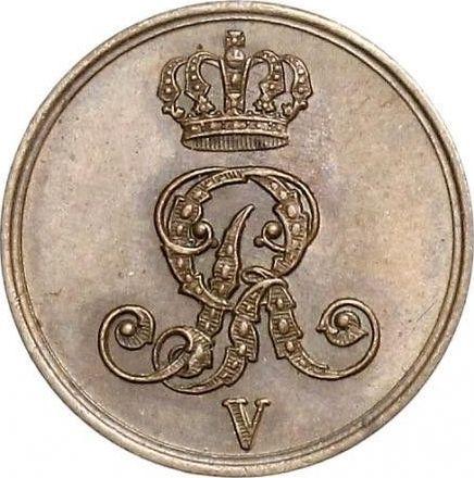 Аверс монеты - 1 пфенниг 1852 года B - цена  монеты - Ганновер, Георг V