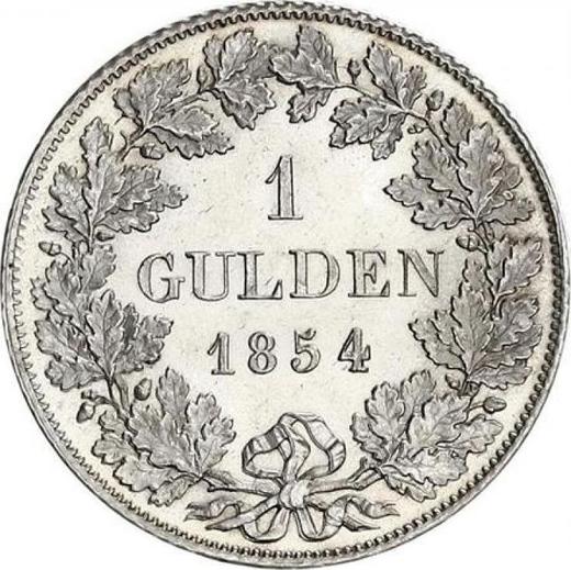 Реверс монеты - 1 гульден 1854 года - цена серебряной монеты - Вюртемберг, Вильгельм I