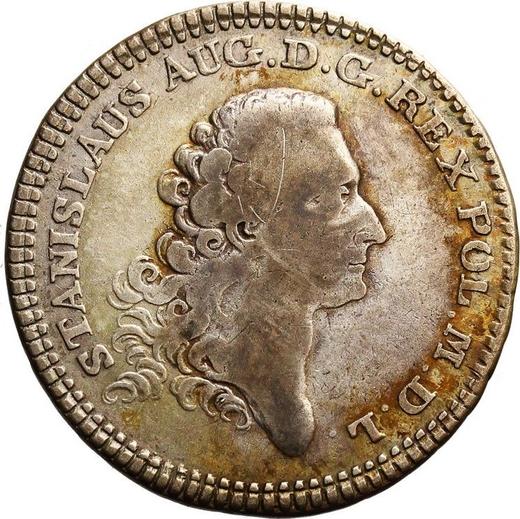 Аверс монеты - Двузлотовка (8 грошей) 1766 года FS "Без номинала" - цена серебряной монеты - Польша, Станислав II Август