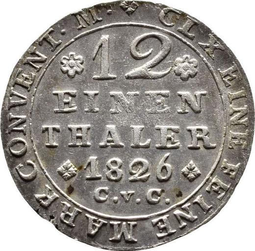 Reverso 1/12 tálero 1826 CvC - valor de la moneda de plata - Brunswick-Wolfenbüttel, Carlos II