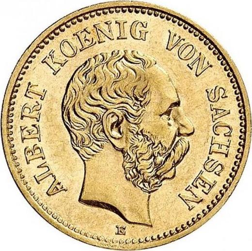 Anverso 5 marcos 1877 E "Sajonia" - valor de la moneda de oro - Alemania, Imperio alemán