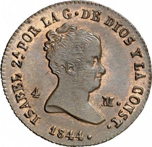 Awers monety - 4 maravedis 1844 - cena  monety - Hiszpania, Izabela II