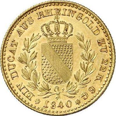 Rewers monety - Dukat 1840 - cena złotej monety - Badenia, Leopold