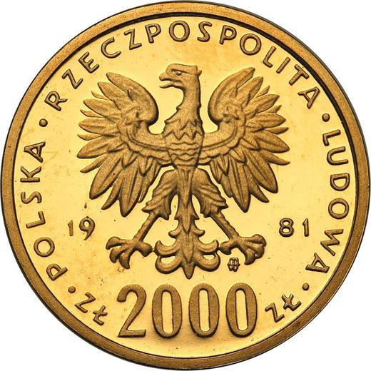 Аверс монеты - 2000 злотых 1981 года MW "Болеслав II Смелый" Золото - цена золотой монеты - Польша, Народная Республика