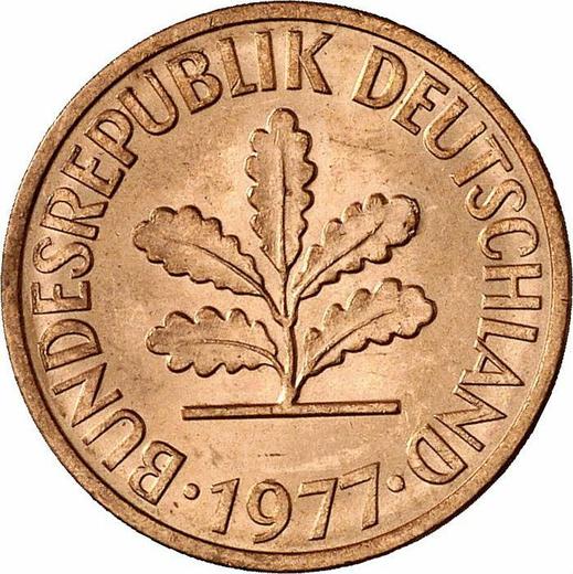 Реверс монеты - 2 пфеннига 1977 года D - цена  монеты - Германия, ФРГ