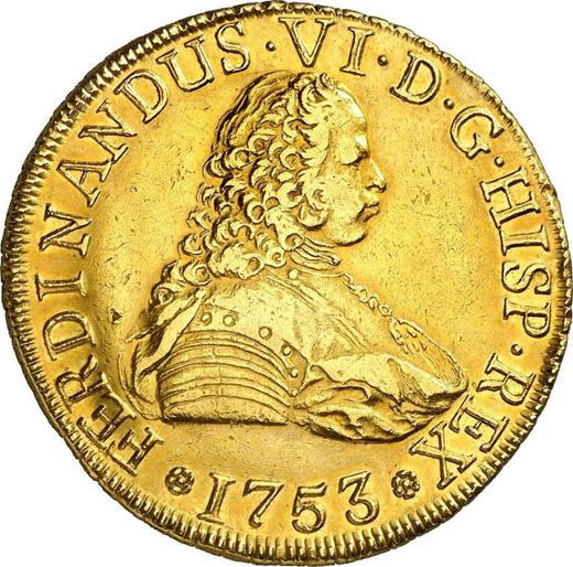 Аверс монеты - 8 эскудо 1753 года So J - цена золотой монеты - Чили, Фердинанд VI
