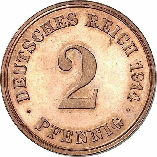 Аверс монеты - 2 пфеннига 1914 года E "Тип 1904-1916" - цена  монеты - Германия, Германская Империя