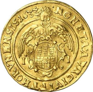 Реверс монеты - Дукат 1633 года II "Торунь" - цена золотой монеты - Польша, Владислав IV