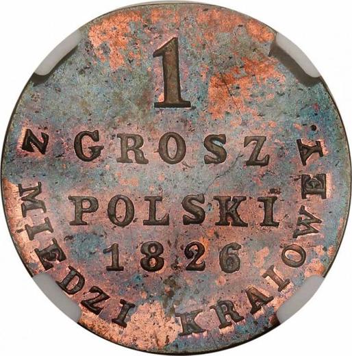 Reverso 1 grosz 1826 IB "Z MIEDZI KRAIOWEY" Reacuñación - valor de la moneda  - Polonia, Zarato de Polonia